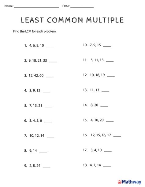 Lcm Worksheets 6th Grade Download Free Pdfs Cuemath Lcm Math Worksheets - Lcm Math Worksheets