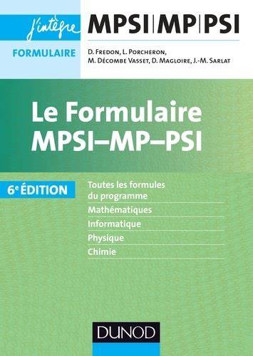 le formulaire mpsi mp psi 6e a c d