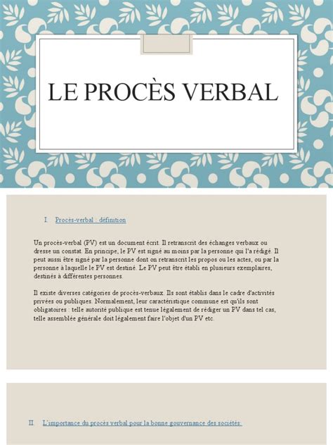le proca s verbal