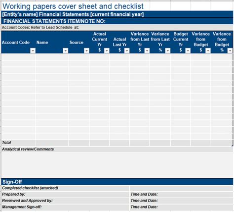 Lead Sheet Audit Example
