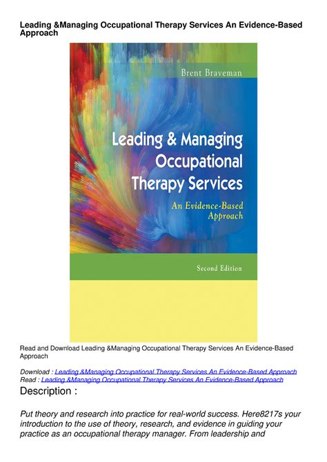Full Download Leading Managing Occupational Therapy Services An Evidence Based Approach 