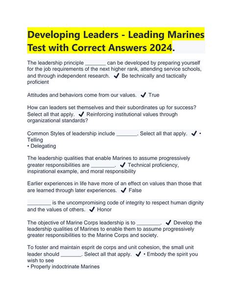 Full Download Leading Marines Test Study Guide 