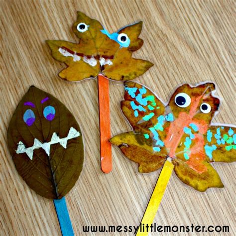 Leaf Puppets Leaf Craft For Preschoolers Messy Little Leaf Patterns For Preschool - Leaf Patterns For Preschool