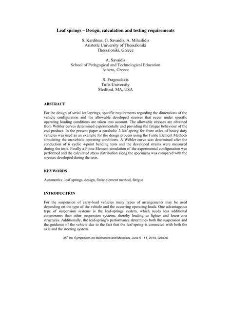 Read Online Leaf Springs Design Calculation And Testing Requirements 