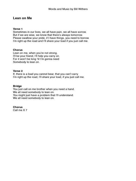 Lean Me On Lyrics