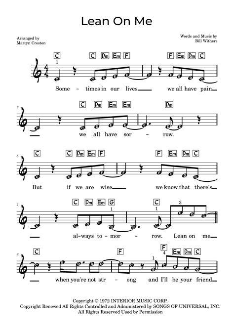 lean on me piano score
