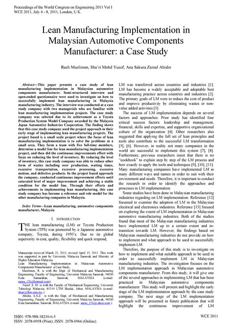 Read Lean Manufacturing Implementation In Malaysian Automotive 