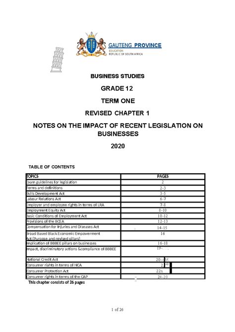 Read Online Learner Notes Gauteng Province Business Studies 