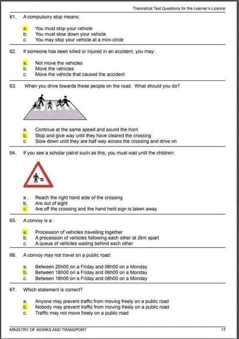 learners licence code 8 questions and answers