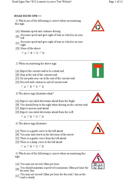 Learners License Test Papers