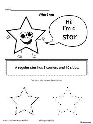 Learning Basic Geometric Shape Star Myteachingstation Com Star Worksheets For Preschool - Star Worksheets For Preschool
