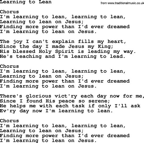learning to lean on jesus lyrics