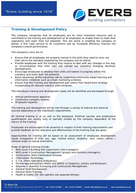 learning training and development policy procedures