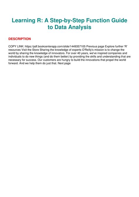 Full Download Learning R A Step By Step Function Guide To Data Analysis 