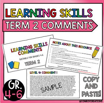 Full Download Learning Skills Comments 