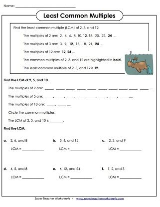 Least Common Multiple Lcm Worksheets Super Teacher Worksheets Lcm Math Worksheets - Lcm Math Worksheets