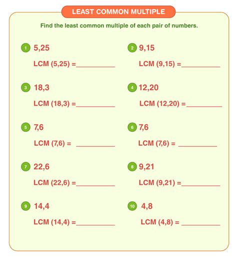Least Common Multiples Worksheets Lcm Softschools Com Lcm Math Worksheets - Lcm Math Worksheets