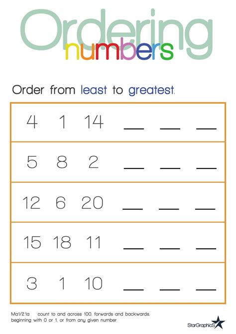Least To Greatest Numbers Worksheet 20 Ascending Order Ordering Numbers 1 20 - Ordering Numbers 1 20