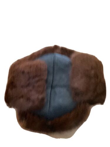 leather and fur hat japanese(?) Interior Diameter About 7.25 Inches …