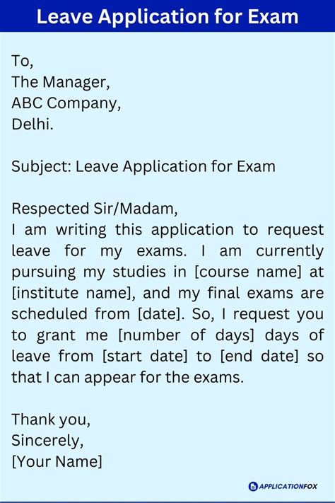 Leave Application For Exam In Office