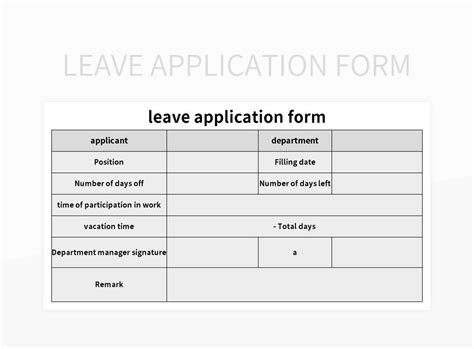 leave application form template excel