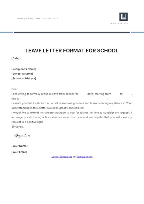 Leave Letter Format