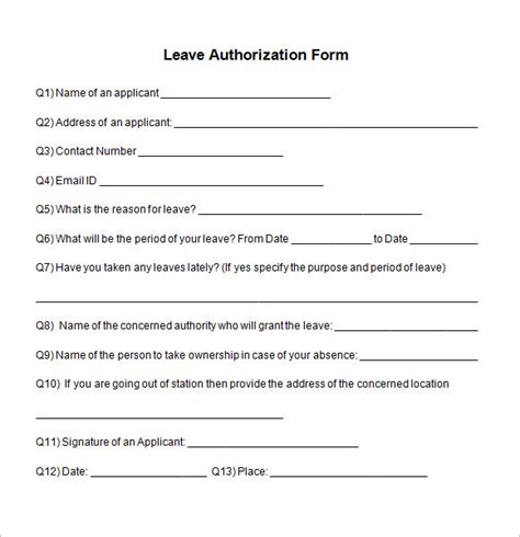Leave Request Authorization Instructions For Completing This