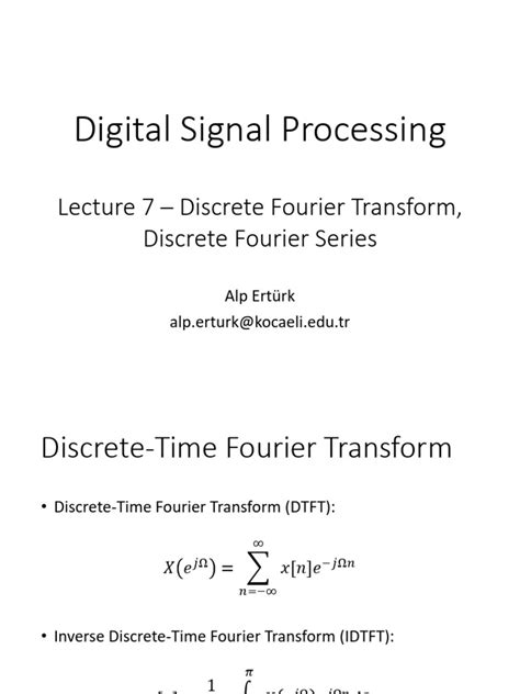 Lecture 7 Discrete Fourier Transform In 2d