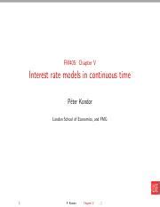 Lecture 7 Interest Rate Models I Short Rate Models