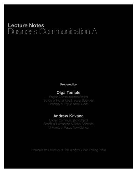 lecture notes business communication a home linguistics
