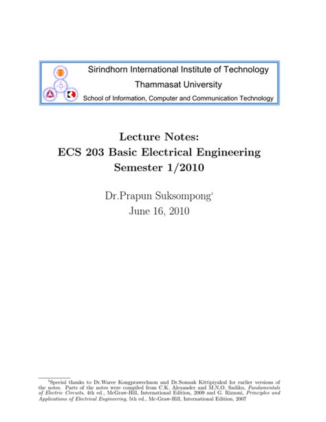 Lecture Notes Ecs 203 Basic Electrical Engineering