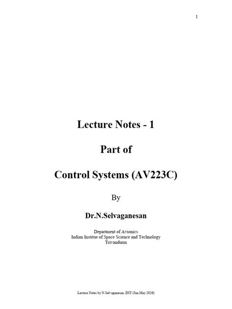 Lecture Notes Feedback Control Of Dynamic Systems Yte