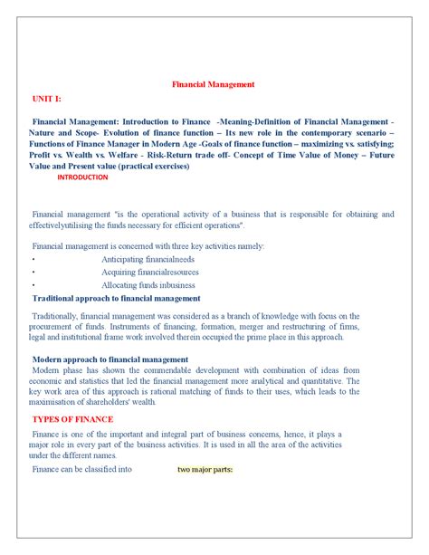 Lecture Notes Financial Management Crectirupati