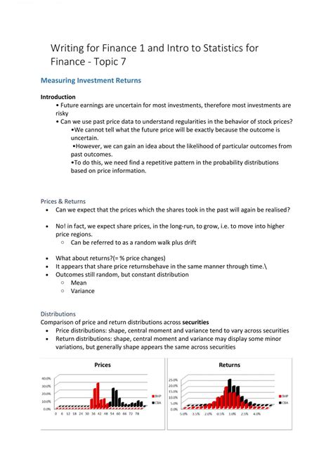 Lecture Notes For Finance 1 And More