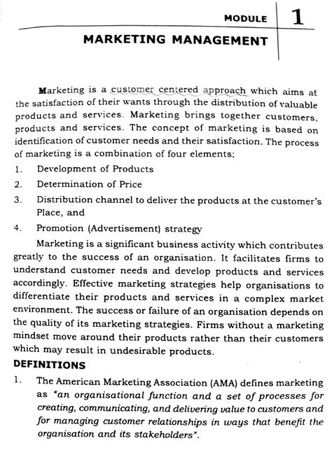 Lecture Notes For Marketing Management