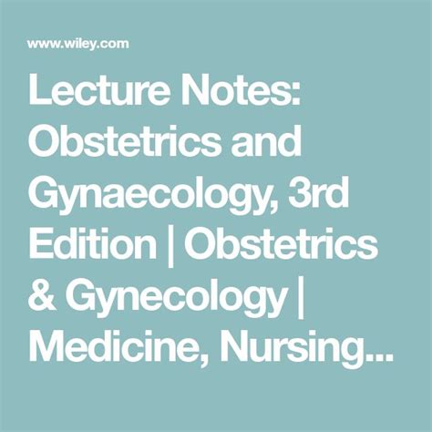 lecture notes obstetrics and gynaecology
