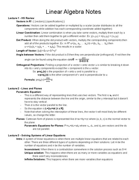 Lecture Notes On Linear Algebra
