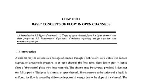 Lecture Notes On Open Channel Flow