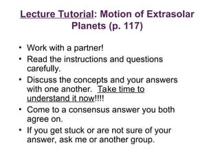 Lecture Tutorial Motion Of Extrasolar Planets Answers