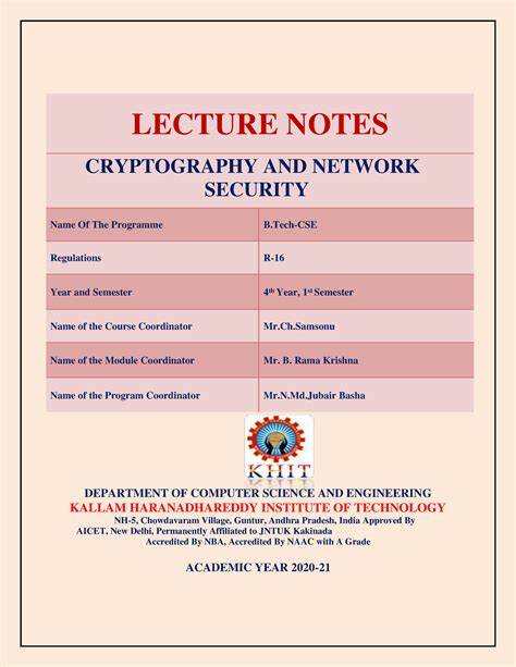 Full Download Lecture Notes Cryptography Part 1 