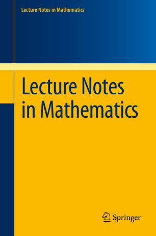 Read Lecture Notes In Mathematics Springer 