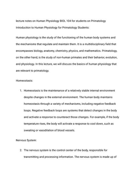 Read Lecture Notes On Human Physiology 