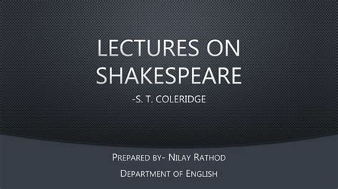 Lectures On Shakespeare