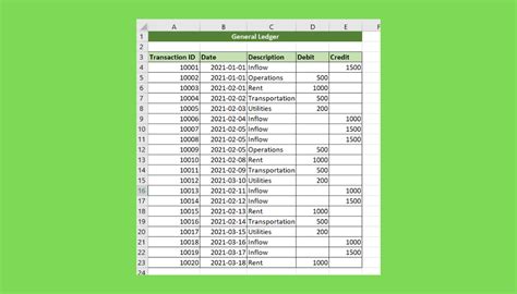 Ledger Format In Excel