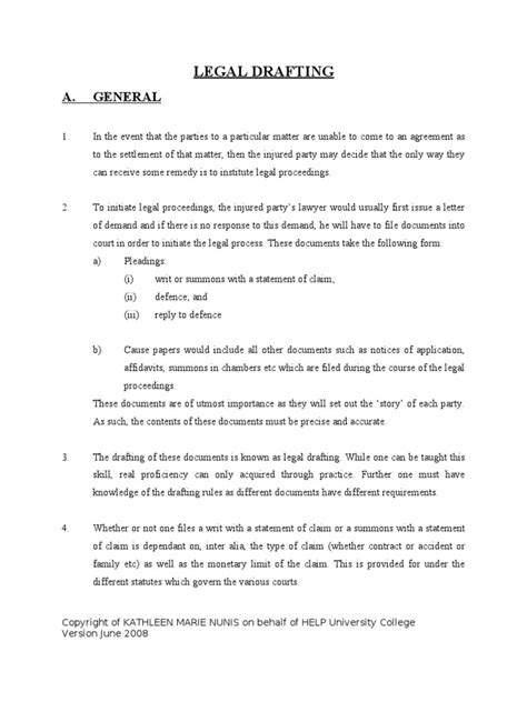 Legal Drafting Format