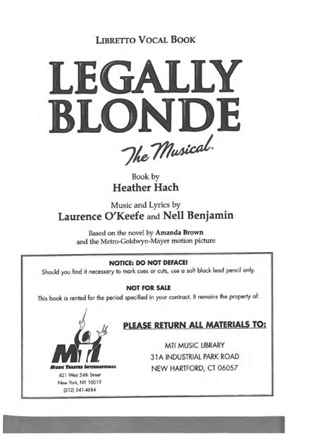 Legally Blonde Script Musical