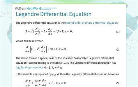 Legendre Differential Equation