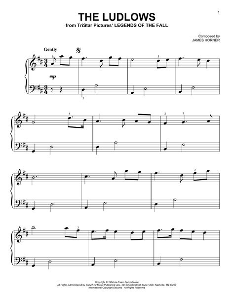 Legends Of The Fall Easy Music Notes