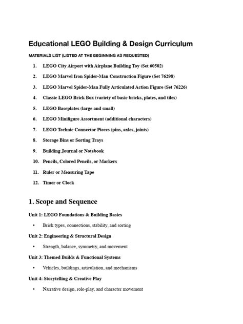 Lego Curriculum Guide