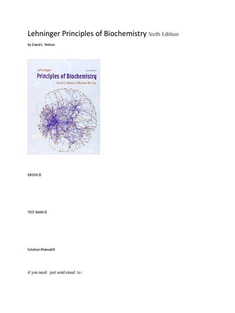 Read Lehninger Principles Of Biochemistry Sixth Edition File Type Pdf 